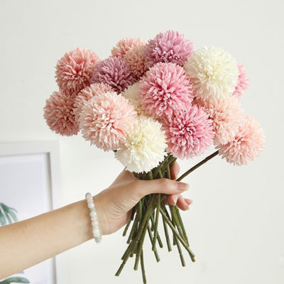 【cw】10PcsPack Silk Dandelion Flower Ball Fake Flowers DIY Home Wedding Decoration Artificial Flower Bouquet Valentines Day Gifts ！