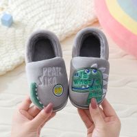 Winter Dinosaur Kids Slippers For Boys Grils Flip Flops Soft Non-slip Children Home Slippers Baby Warm Cotton Indoor Shoes