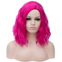 MSIWIGS Woman Pink Wigs Short Curly Heat Resistant Synthetic Natural Hair Green Wig for Black White Women Cosplay Bob Wigs Gift ของขวัญ