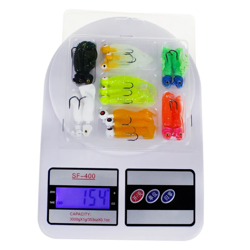 17Pcs/Lot Fishing Lure Kit Silicone Soft Worm Lure Hooks Spinner