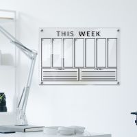 Clear Acrylic Weekly Dry Erase Calendar for Wall, Message &amp; Grocery Shopping List White Board for Kitchen,Day Planner for Home