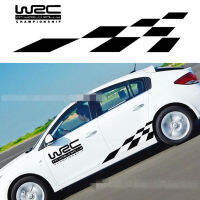 4ชิ้นสติกเกอร์รถ WRC ตรวจสอบธงแรลลี่แข่งตกแต่ง D Ecals สำหรับฟอร์ดโฟกัสเฟียสต้าประตูอัตโนมัติปรับแต่งจัดแต่งทรงผม Vinyls H20