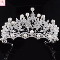 QIWANBA19 เงางาม แฟรี่ วินเทจ สง่างามเรียบหรู บาร็อค อารมณ์ที่ดี เพิร์ลเทียร่า Rhinestone Tiara มงกุฎเจ้าสาวมงกุฎ มงกุฎคริสตัล เครื่องประดับผมแต่งงาน