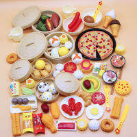 YPF&amp;Simulated Food Chinese and Western 84 Piece Set Steamer Childrens Dim Sum Steamed Stuffed Bun Toy Pizza Family Toy