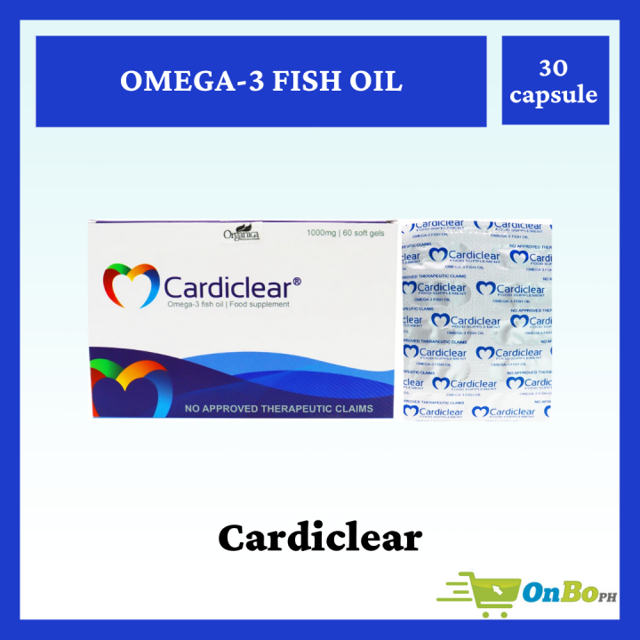 ONBO* Cardiclear Omega3 Fish Oil 1000 mg 30's and 60's capsule Lazada PH