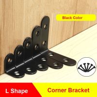 卐 5pcs/lot L Shape Black Stainless Steel Angle Fixed Furniture Corner Bracket Furniture Accessories Cabinet Right Angle Connector