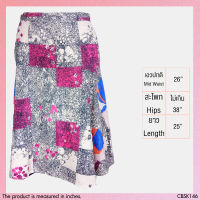 USED - Colorful Pink Floral Patchwork Skirt | กระโปรงยาวสีขาว สีชมพู เอวปกติ ลายกราฟิก ลายดอก ผ้าปะ ระบาย วินเทจ ทำงาน มือสอง