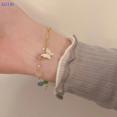 💖【Lowest price】SUTAI สร้อยข้อมือผีเสื้อสำหรับผู้หญิงสร้อยข้อมือลูกปัดหลากสีสร้อยข้อมือดีไซน์แฟชั่นสร้อยข้อมือสุดสวยน่ารักหวานเหมาะกับทุกชุดเครื่องประดับ