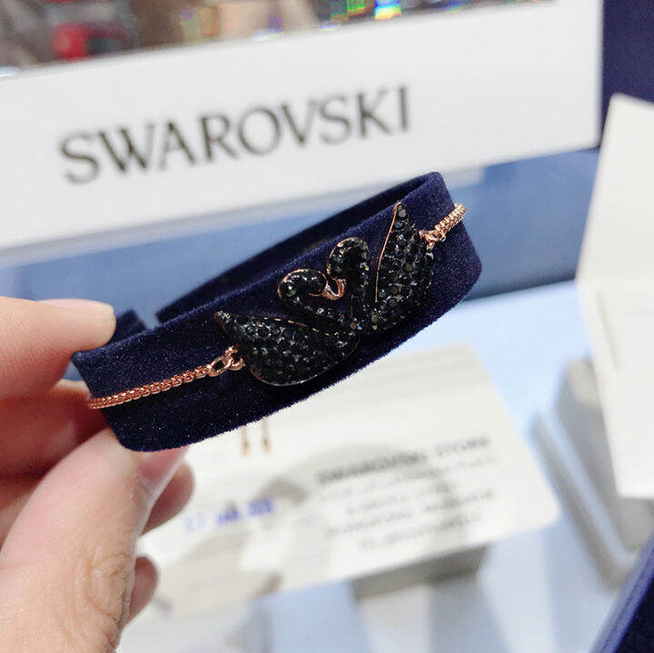 original-แท้จริง-swarovski-womens-double-symmetrical-swan-bracelet-กำไลสาว