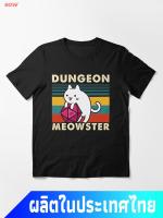 sow 2022 แมว น่าสนใจ น่ารัก Dungeon Meowster Funny DnD Tabletop Gamer Cat D20 Essential T-Shirt คอกลม แฟชั่น ผ้าฝ้ายแท้ เสื้อยืด ผ้าฝ้ายแท้