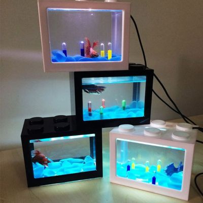 ┇☋ไฟตู้ปลา LED ขนาดเล็กแบบตั้งโต๊ะ1L USB,ไฟบ่อปลาของเล่นสำหรับต่อสู้ตกแต่งทรงกระบอกขนาดเล็กสุดสร้างสรรค์สำหรับตกแต่งตู้ปลาขากระบอก