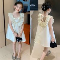 CUTE BABY?พร้อมส่ง?ชุดเดรสเด็กผู้หญิง ชุดเจ้าหญิง เว้าหลังผูกโบว์ ชุดกระโปรงสำหรับเด็กผู้หญิง(871)