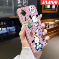 JIUMOO เคสสำหรับ OPPO Reno 8T 4G Reno 8T 5G A1 Pro 5G เคสการ์ตูน Sanrio Pochacco หรูหรากันกระแทกเคสโทรศัพท์รูปแบบขอบสี่เหลี่ยมแฟชั่นเคสซิลิโคนคลุมทั้งหมดป้องกันเลนส์กล้อง