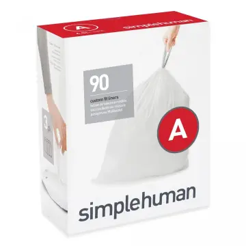 simplehuman Code E Custom Fit Liners, Drawstring Trash Bags, 20 Liter / 5.2 Gallon, 3 Refill Packs (60 Count)