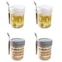 Glass Storage Containers with Lids and Spoons-for Milk, Cereal, Fruit-Oatmeal Jars