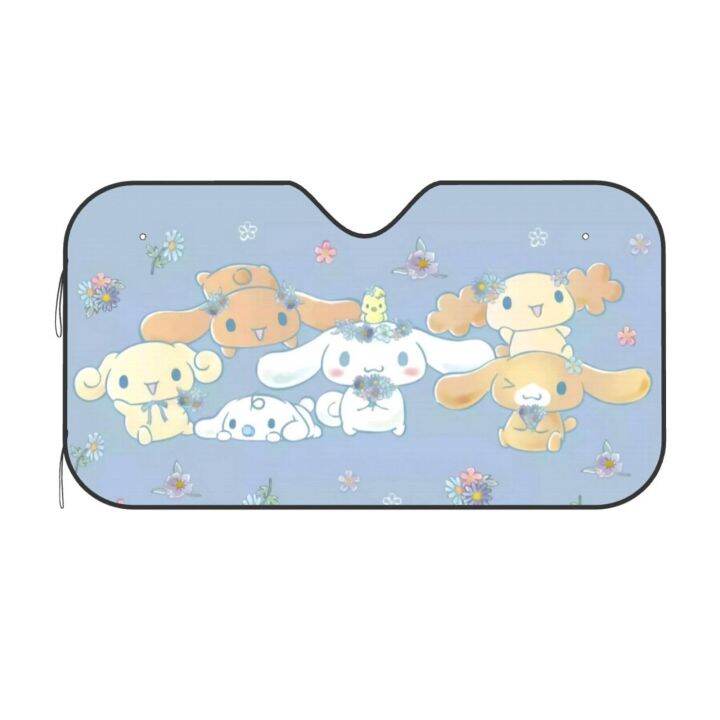 sanrio-cinnamoroll-ที่บังแดดแผ่นกรองแสงติดรถยนต์รถพับได้บังแดดที่บังแดดหน้ารถสะท้อนแสงกระบังแสง