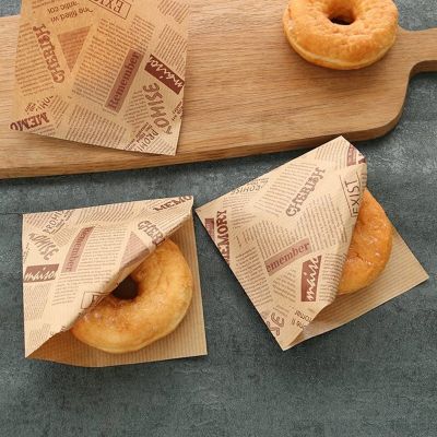 【YF】✧  100pcs Baking Food Pack Greaseproof Paper Sandwich Donut Bread Wrapper Hamburger Accessory