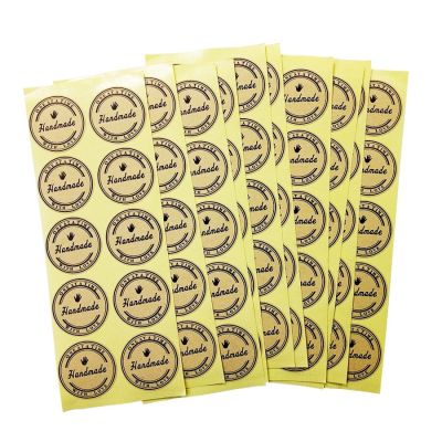 1000Pcs Wholesale Kraft Handmade With Love Sticker Round Gift Seal Label Stickers Handmade Products Hand Free shipping Stickers Labels