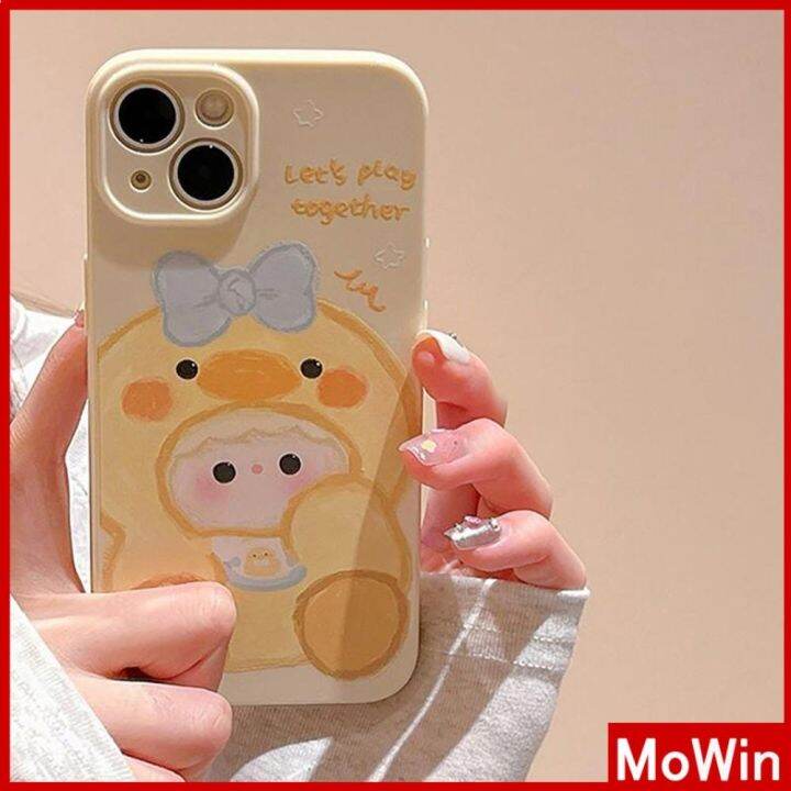 mowin-เข้ากันได้สำหรับ-เคสไอโฟน-เคสไอโฟน11-เคส-iphone-11-เคสไอโฟนครีมเคลือบเงาฟิล์มนุ่ม-tpu-เคสกล้องกันกระแทกป้องกันเป็ดสีเหลืองน่ารักเข้ากันได้กับ-iphone-13-pro-max-12-pro-max-11-xr-xs-max-7-8plus