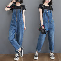 Vintage High Waist Denim Overalls Women Spring Streetwear Straps Jeans Jumpsuit Femme Loose Blue Rompers Zipper Suspender Pants