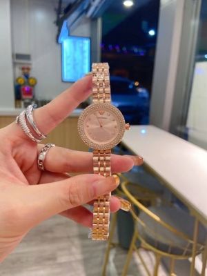 Armani นาฬิกาสตรีแฟชั่นผู้หญิงเพชรนาฬิกาควอตซ์สำหรับผู้หญิงนาฬิกาข้อมือสเตนเลสสตีลคุณภาพสูง "5สี"