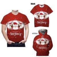 ชายเสื้อคู่ 3D ตัวละครคริสมาสต์ที่สมจริงซานตาคลอสและ Reindee พิมพ์เสื้อยืดแฟชั่นสีแดงเสื้อกันหนาวนวนิยาย pullover s-XXXXXL