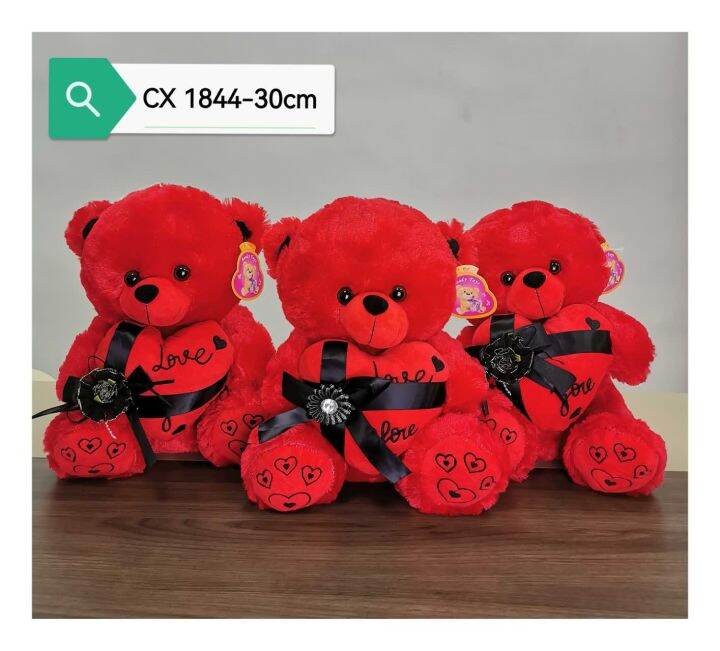 red black teddy bear