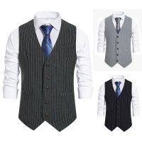 [COD] Foreign trade mens 2022 spring new temperament single-breasted striped suit vest British casual