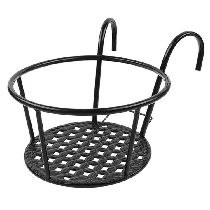 Outdoor Hanging Basket Plant Iron Racks Flower Holder Shelf Fence Balcony Round Flower Pot