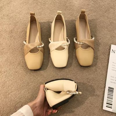 French Evening Style Low Heel Soft Sole Small Design Sense Single Shoes Womens Head Comfortable Moms Shoes Pregnant Womens Ladle Shoes