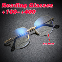 Rimless ตัดรูปไข่แว่นอ่านหนังสือแบบสองเลนส์ป้องกันแสงสีฟ้า Aolly ธุรกิจเบาแว่นตาเลนส์สายตาสายตา + 100ถึง + 400