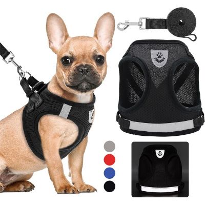 Reflective Dog Harness Vest Breathable Pet Harness and Leash Set Adjustable Cat Small Dogs Chest Strap No Pull Chihuahua Stuff