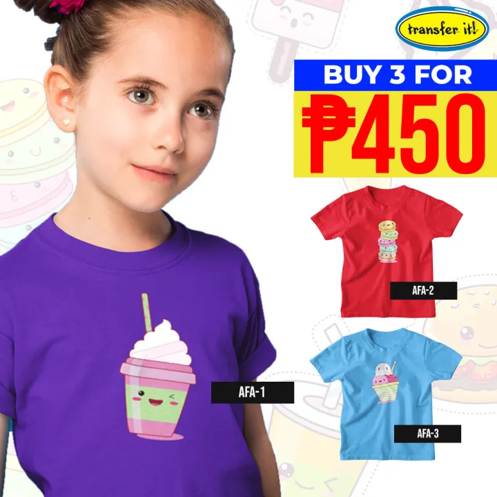 Transfer It Kids Shirt Sold Per Piece / Bundle Adorable Foodies Design
