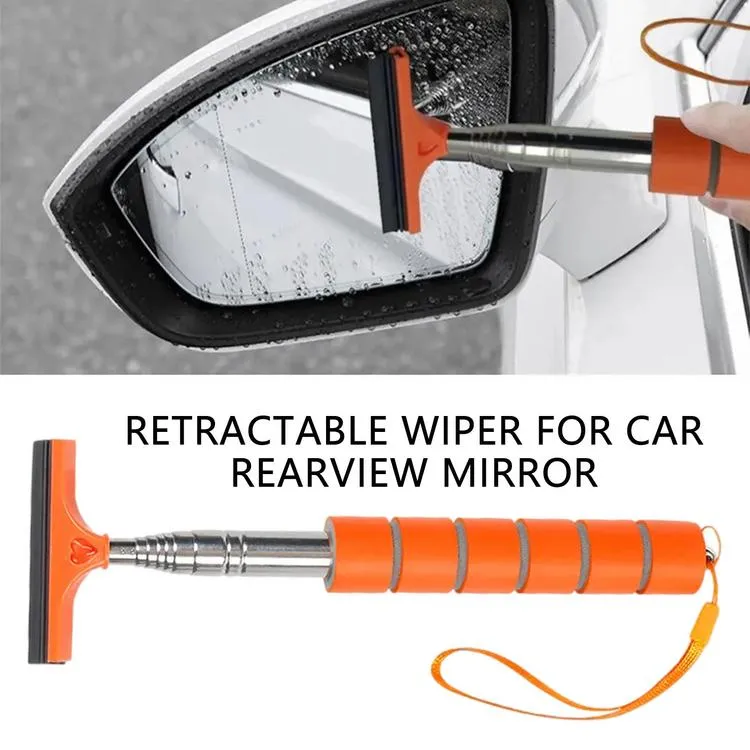 Mini Car Squeegee Side Mirror Squeegee Retractable Rear View Mirror Wiper  Car Window Cleaner with Telescopic Rod for Vehicles Glass Cleaning charming