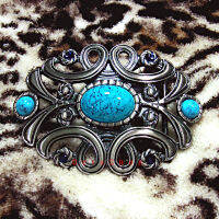 หัวเข็มขัด หัวคอย์ เทอคอยล์ Belt Buckle Resin Stone Turquoise เวสเทิร์น หัวเข็มขัดหัวเทอคอยล์ เลือกเฉพาะหัวเข็มขัดหรือพร้อมสายเข็มขัดกว้าง 4cm  (K#109)