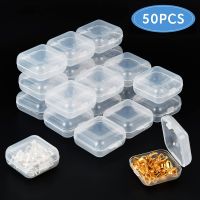 50PCS Mini Small Storage Box Beads Jewelry Organizer Plastic Transparent Square Container Earrings Rings Jewelry Storage Boxs