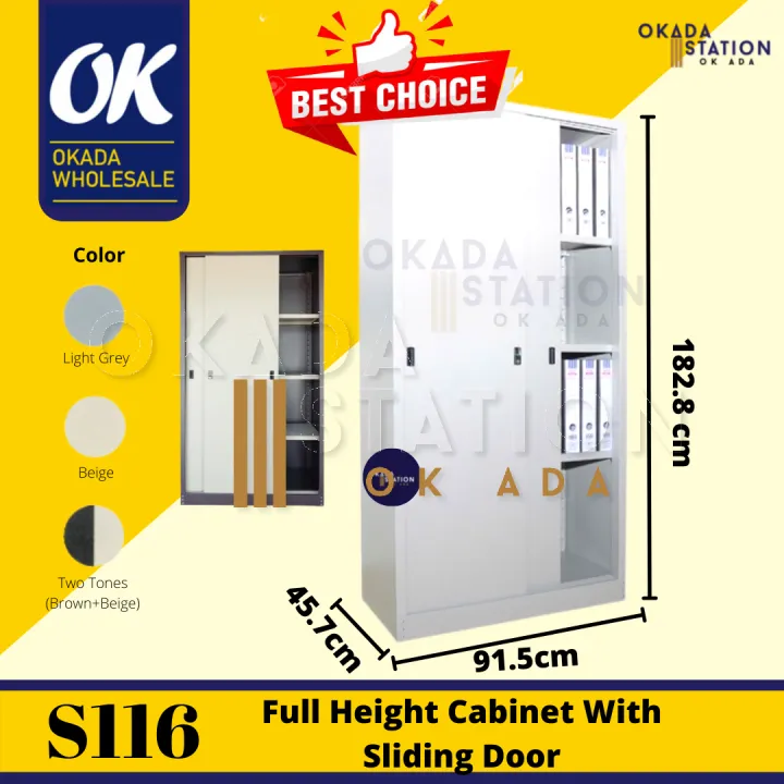 OKADA S116 Full Height Metal Cabinet (Slide Door) Loker Besi / Almari ...