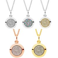 ❐ New Rose Golden Shine Two-tone Signature Necklace WIth Colorful Crystal For 925 Sterling Silver Europe Gift Diy Jewelry