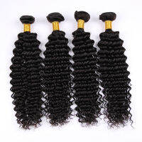 Deep Wave Human Hair Bundles 10A Brazilian Hair Bundles สานส่วนขยายผมหยิก Virgin Deep Wave ที่ยังไม่ผ่านกระบวนการสําหรับผู้หญิงผิวดํา