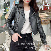 French Single M Family 2023 Early Autumn New Classic WomenS Clothing Refute Collar Long -Cuff Locomotive Jacket Black