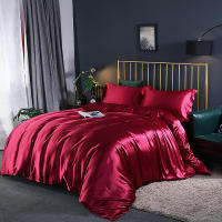 High Quality Mulberry Silk Satin High-end Satins Luxury Bedding Sets 4 Pcs Solid Color Duvet Cover Bed Set