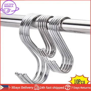Steel Tube or Bar Clothes Metal Display Hooks Organizer Hook Chrome Plated  Beads Hanger (COD)