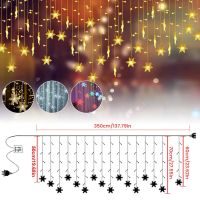 Snowflakes Curtain Lights IP44 Waterproof LED Snowflakes String Lights 96 LEDs Twinkle Fairy Night Light Christmas String Light