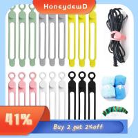 HONEYDEWD 10Pcs ที่ยึดสำหรับยึด ใช้ซ้ำได้ เมาส์ที่ชาร์จ ผูกสายเคเบิล ที่เก็บสายไฟ สายเคเบิลซิลิโคน อุปกรณ์จัดสายไฟ