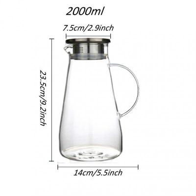 Cold Glass Water Bottle Jar Kettle Transparent Large Capacity Heat Resistant Coffee Pot With Handle Teapot Pitchers 1.52L