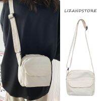 Niche white small bag womens bag 2023 new simple casual junior high school students oblique canvas bag Japanese 【BYUE】