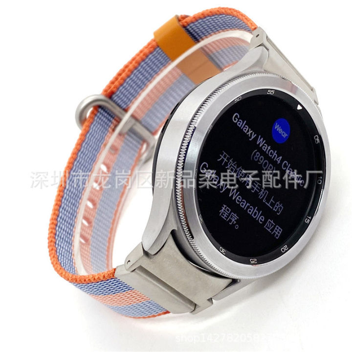 เหมาะสำหรับ-samsung-galaxy-watch4classic-สายนาฬิกาไนลอน-4246mm-สายนาฬิกาผ้าใบทอ