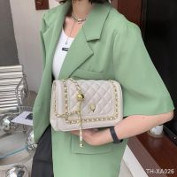 ﹉ Cross-border womens bag rhombic chain summer camellia golden ball small fragrance wind shoulder Messenger