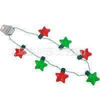 สร้อยคอคริสต์มาสเย็น Lace รุ่นใหม่ 7LED Star Flash Light String Cross-border Hot Sale สร้อยคอเรืองแสงรูปดาวห้าแฉก