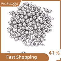 WUSUOGU เหล็กไร้สนิม เครื่องรางลูกบอลขนาดเล็ก 7.5x5mm จี้โลหะปลาย จี้สแตนเลสทรงกลม ที่แขวนแบบห่วง สำหรับเครื่องประดับสตรี